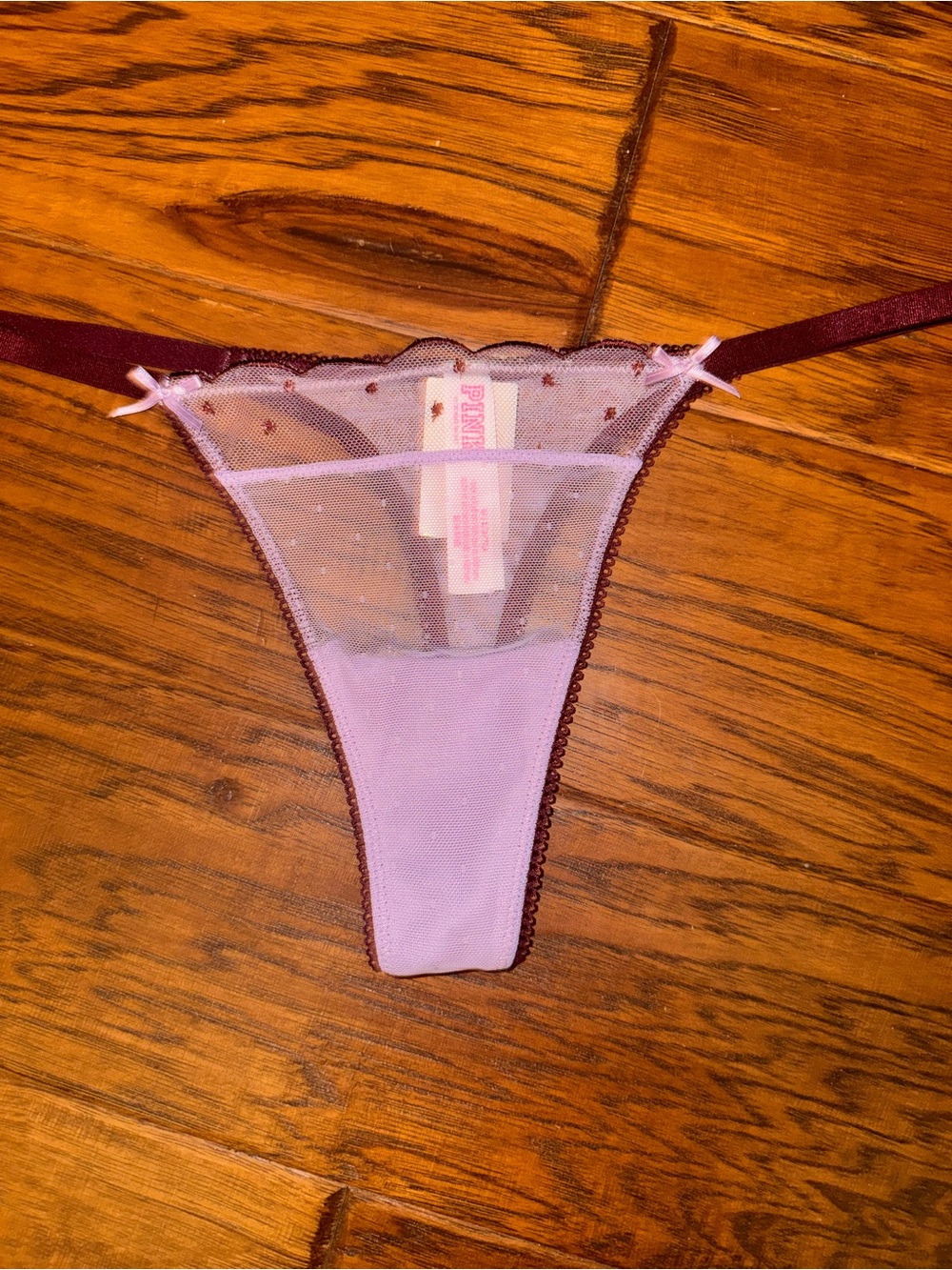 PINK Victoria's Secret Lavender & Burgundy Mesh ThongNWT